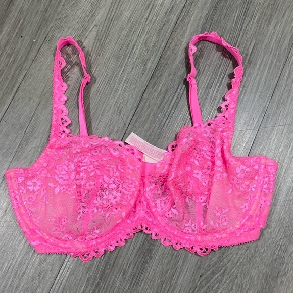 Victoria’s Secret Bright Pink Unlined Demi Cup Bra     size 34DD - Picture 1 of 10